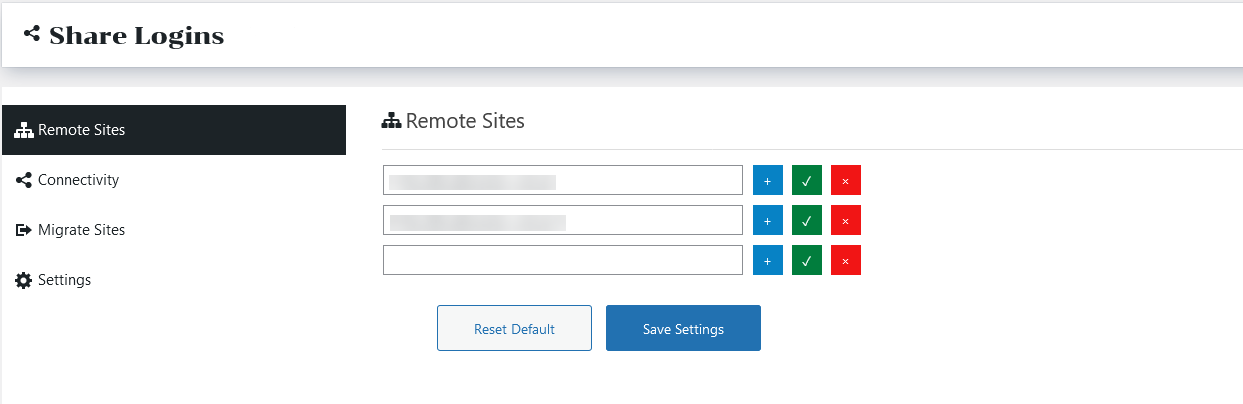 Configure remote sites on Share Logins