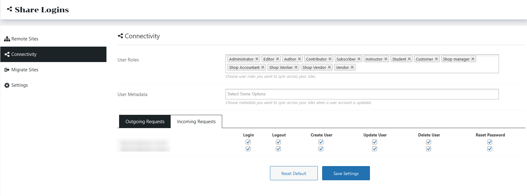 Outgoing requests on Share Logins