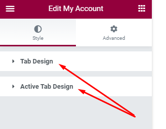 Style tab design and active tab design