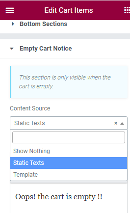 woocommerce empty cart notice customization