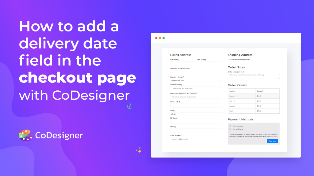 Add Delivery Date on Checkout using CoDesigner