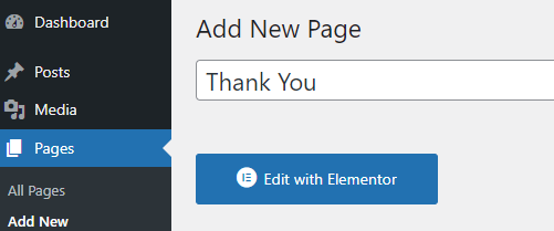 Create new Thank You page