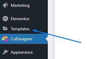 Now go to the Templates menu on the WordPress dashboard