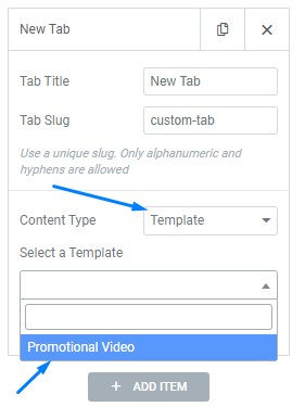 Select template for new tab