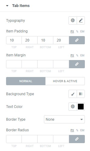 Design the Tab Items