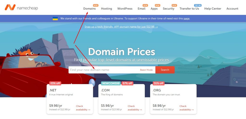 Find your domain on Namecheap