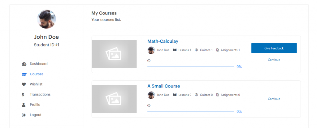 CoSchool student dashboard