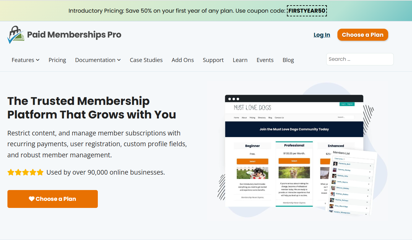 Paid Membership Pro home page