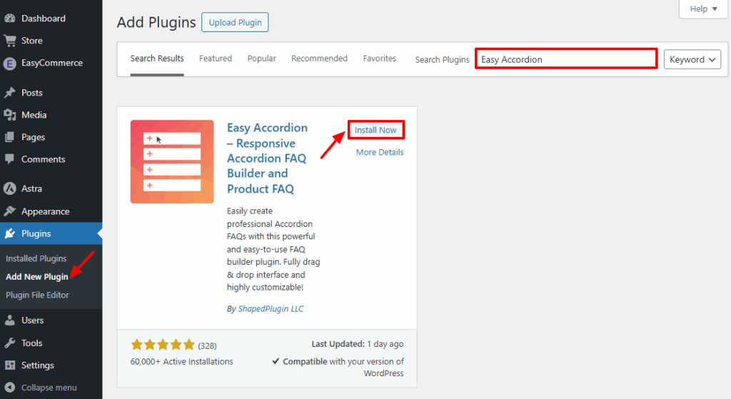 Install the Easy Accordion plugin