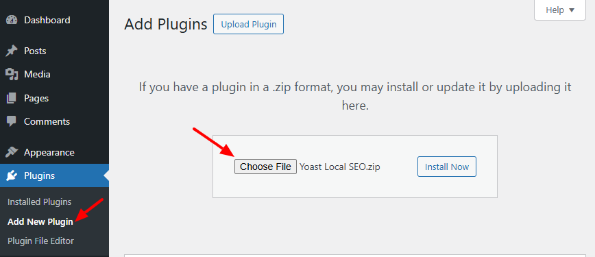 upload yoast local seo
