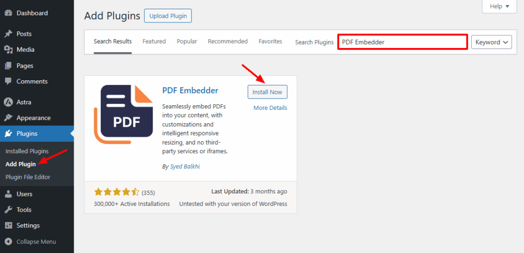 install and activate pdf embedder