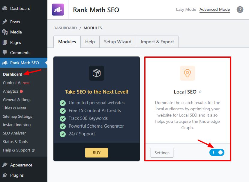 Enable the Local SEO Module