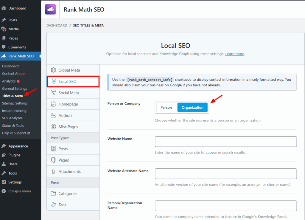 RankMath local SEO
