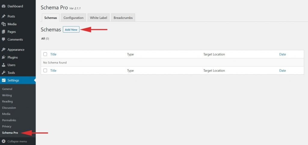 Create a New Schema Markup on schema pro