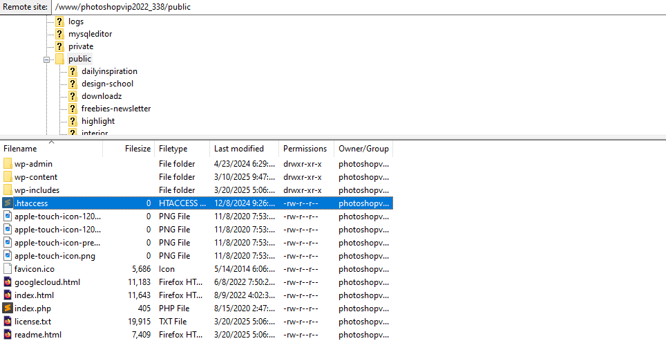 edit .htaccess file.