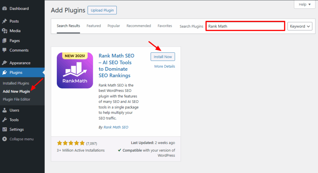 Install and Activate Rank Math