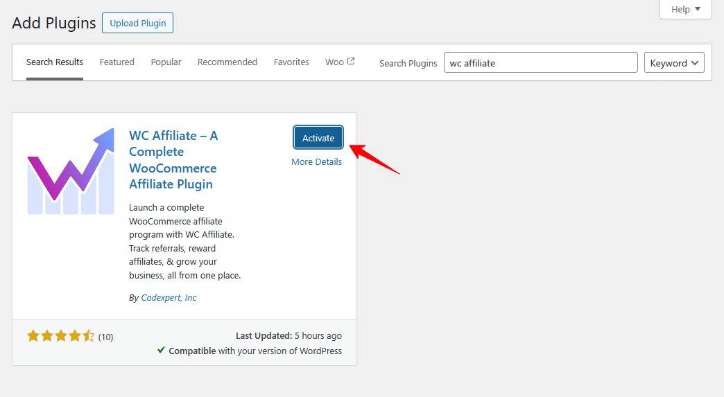 install and activate affiliate plugin