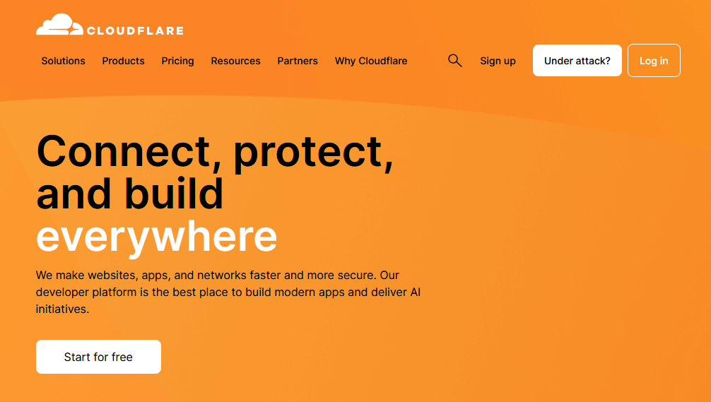 Cloudflare homepage