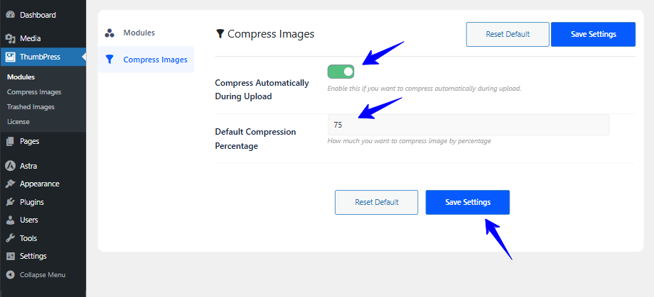 compress wordpress images in upload