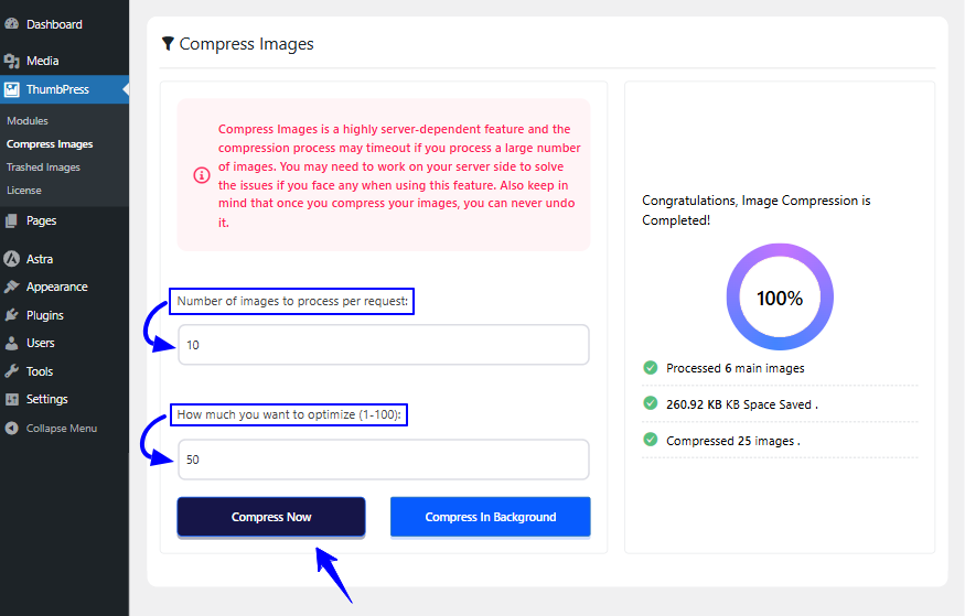 compress WordPress images in bulk