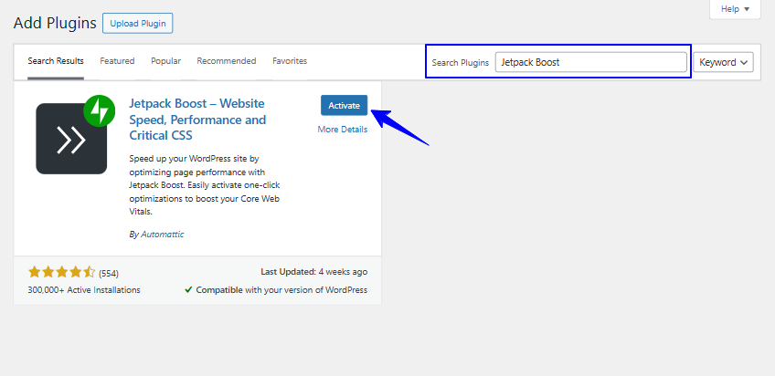 Activate Jetpack boost plugin for wordpress image comression
