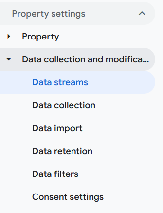 data stream tabs in Google Analytics