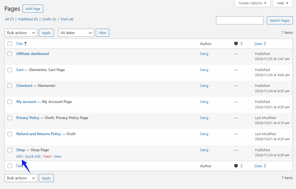 edit woocommerce shop page